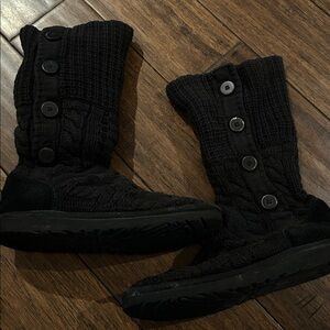 UGG Black and Gray Knit Boots